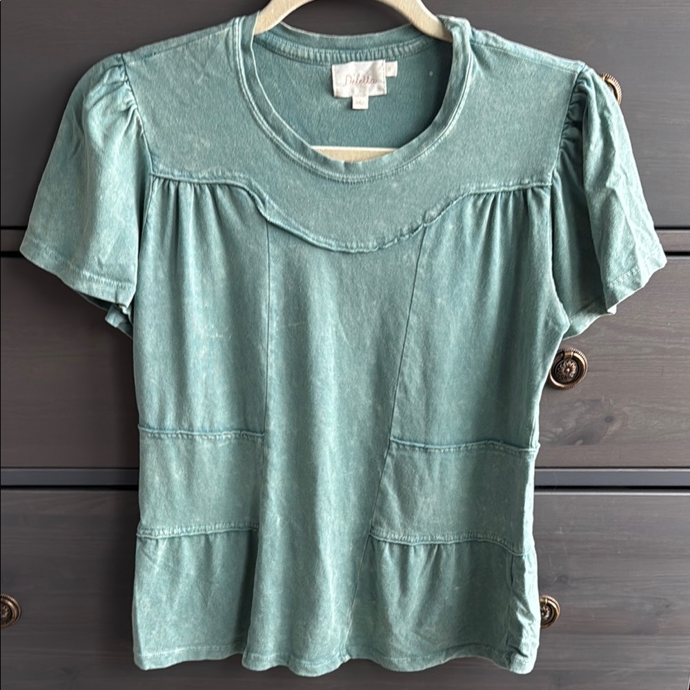 Distressed Green Women's Top